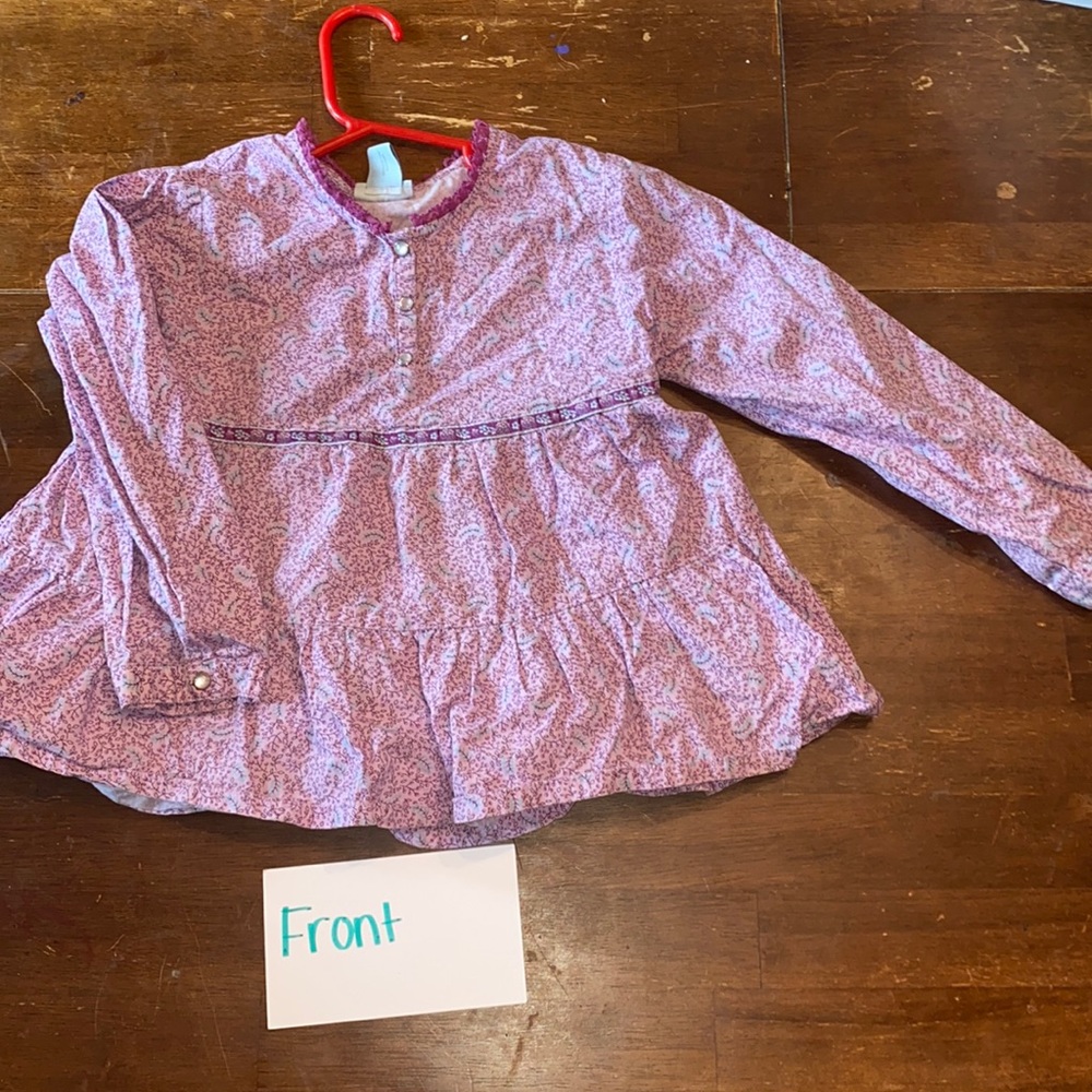 Purple flower printed blouse size 5 in girls